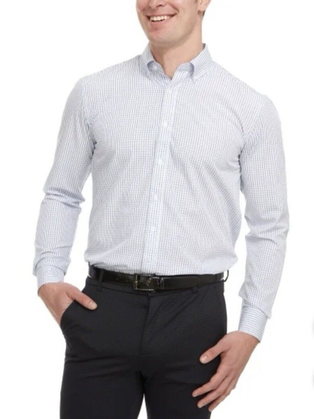 Chaps Regular Fit Button-Down Dress Shirt, Blue, Men's Medium 15-15.5 34/35